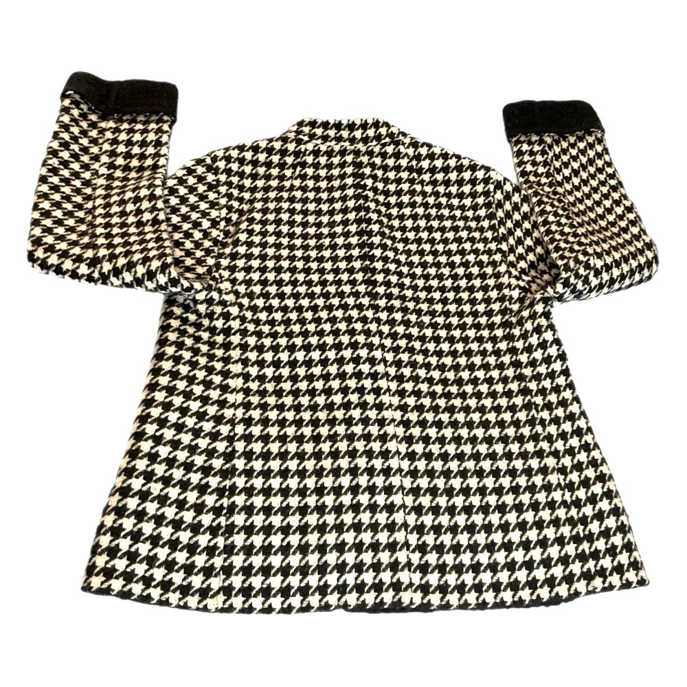 Talbots Small Petite Black & Ivory Cream Houndstooth Wool Blend Blazer Pockets - Picture 9 of 14